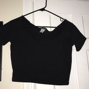 Black off the shoulder crop top!